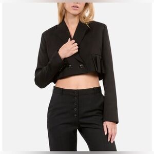 The Kooples Black Cropped
Double-Breasted Pleated Blazer 
GORGEOUS!!